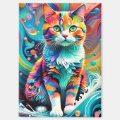 Farbenfrohe Katze 759 Wasserwelle Magnet (Vorderseite)