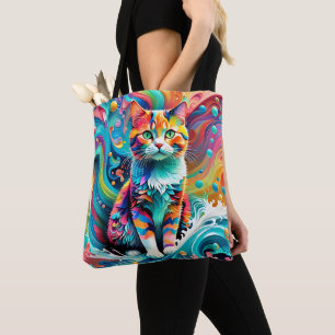 Farbenfrohe Katze 759 Wasserwelle Tasche
