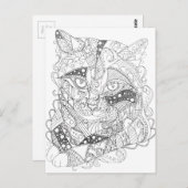 Farbenfrohe Katze Abstrakt Art Erwachsene Farbgebu Postkarte (Vorne/Hinten)