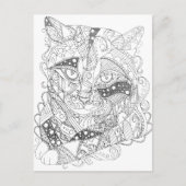 Farbenfrohe Katze Abstrakt Art Erwachsene Farbgebu Postkarte (Vorderseite)