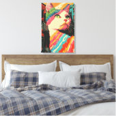 Farbenfrohe Katze - Abstrakte Kunst Leinwanddruck (Insitu (Schlafzimmer))