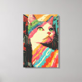 Farbenfrohe Katze - Abstrakte Kunst Leinwanddruck (Vorderseite)