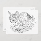 Farbenfrohe Katze Abstrakte Kunst Zeichnend zum Fä Postkarte (Vorne/Hinten)