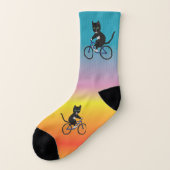 Farbenfrohe Katze auf einem Radfahrer Socken (Links - Außen)