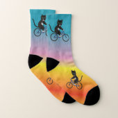 Farbenfrohe Katze auf einem Radfahrer Socken (Paar)