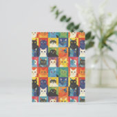 Farbenfrohe Katze Collage Postkarte (Stehend Vorderseite)