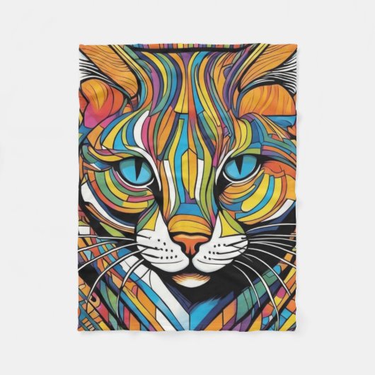 Farbenfrohe Katze Fleecedecke (Vorderseite)