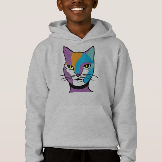 Farbenfrohe Katze Frauendarstellung Hoodie (Vorderseite)