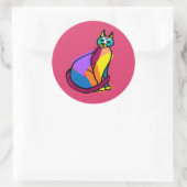 Farbenfrohe Katze Hero Runder Aufkleber (Tasche)