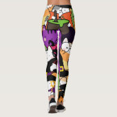 Farbenfrohe Katze in halloween Kostümmuster Leggings (Rückseite)