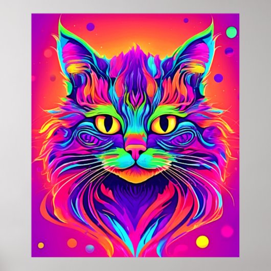 Farbenfrohe Katze Kopfarbeit Poster (Vorne)