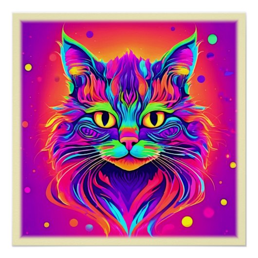 Farbenfrohe Katze Kopfarbeit Poster (Vorderseite)