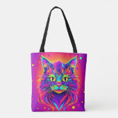 Farbenfrohe Katze Kopfarbeit Tasche (Rückseite)