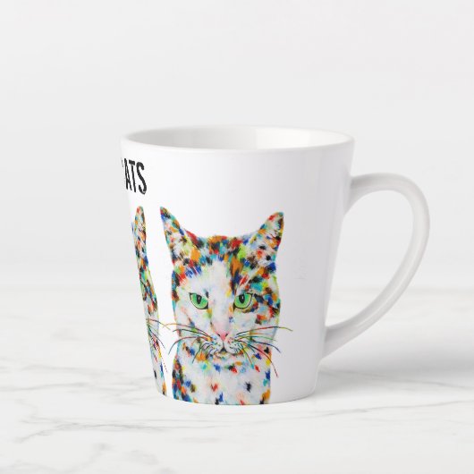 Farbenfrohe Katze Latte Tasse (Rechts)