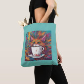 Farbenfrohe Katze mit Cup-Tasche Tasche (Von Nahem)