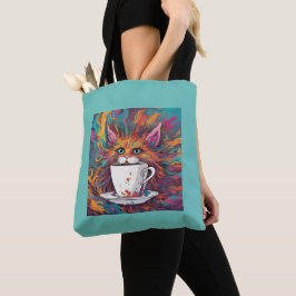 Farbenfrohe Katze mit Cup-Tasche Tasche