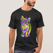 Farbenfrohe Katze mit Maske Mardi Gras Lover T-Shirt (Vorderseite)