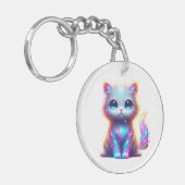 Farbenfrohe Katze Schlüsselanhänger (Vorderseite links)