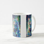 Farbenfrohe Katze, Splash, Malerei, Farbsortierung Kaffeetasse (VorderseiteRechts)