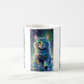 Farbenfrohe Katze, Splash, Malerei, Farbsortierung Kaffeetasse (Mittel)
