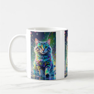 Farbenfrohe Katze, Splash, Malerei, Farbsortierung Kaffeetasse