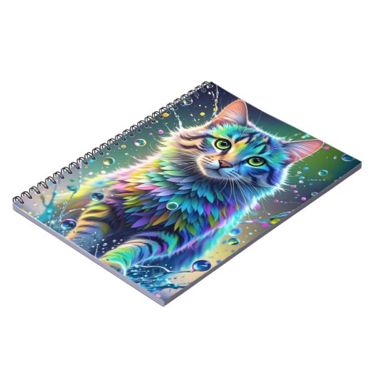 Farbenfrohe Katze, Splash, Malerei, Farbsortierung Notizblock (Linke Seite)