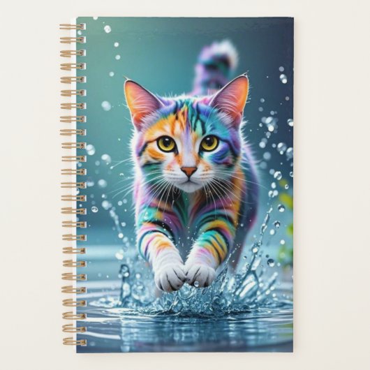 Farbenfrohe Katze, Splash, Malerei, Farbsortierung Planer (Vorderseite)