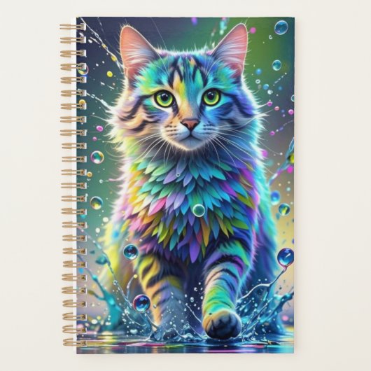 Farbenfrohe Katze, Splash, Malerei, Farbsortierung Planer (Vorderseite)