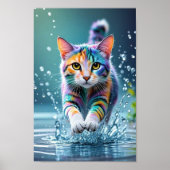Farbenfrohe Katze, Splash, Malerei, Farbsortierung Poster (Vorne)