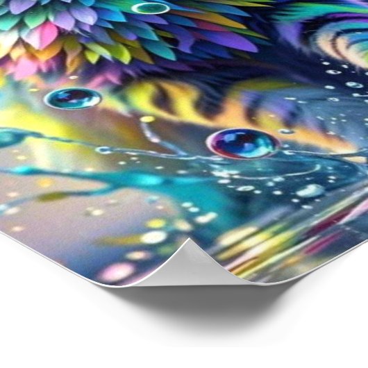 Farbenfrohe Katze, Splash, Malerei, Farbsortierung Poster (Ecke)