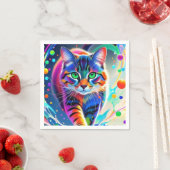 Farbenfrohe Katze, Splash, Malerei, Farbsortierung Serviette (Beispiel)
