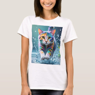 Farbenfrohe Katze, Splash, Malerei, Farbsortierung T-Shirt