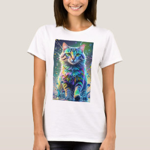 Farbenfrohe Katze, Splash, Malerei, Farbsortierung T-Shirt