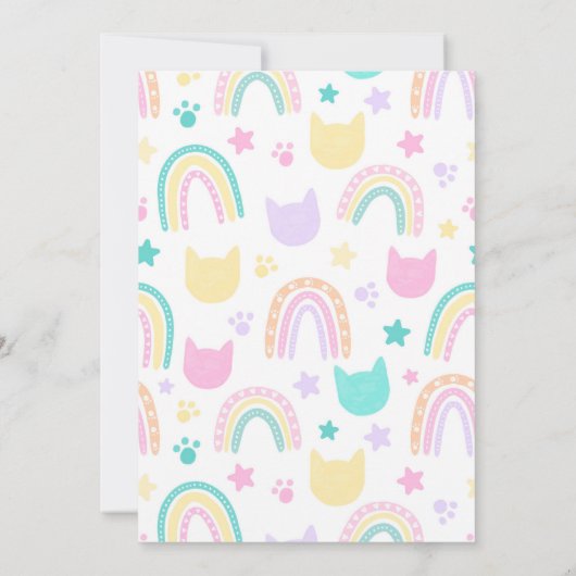 Farbenfrohe Katze-Tastic Paw-ty Niedlich Kitty Cat Einladung (Rückseite)