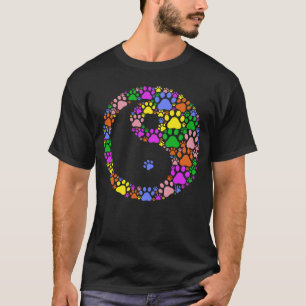 Farbenfrohe Katze- und Hundepflaster druckt Yin Ya T-Shirt