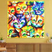 Farbenfrohe Katze und Kätzchen Muster. Jetzt kaufe Leinwanddruck (Insitu (Wohnzimmer))
