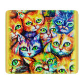 Farbenfrohe Katze und Kätzchen Muster. Jetzt kaufe Schneidebrett (Vorderseite)