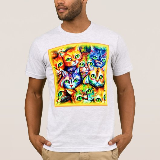 Farbenfrohe Katze und Kätzchen Muster. Jetzt kaufe T-Shirt (Vorderseite)