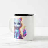 Farbenfrohe Katze Zweifarbige Tasse (Vorderseite Links)