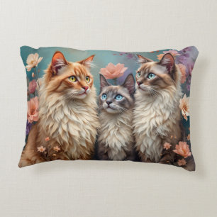 Farbenfrohe Katzen aus dem Himalaya auf pastellfar Dekokissen