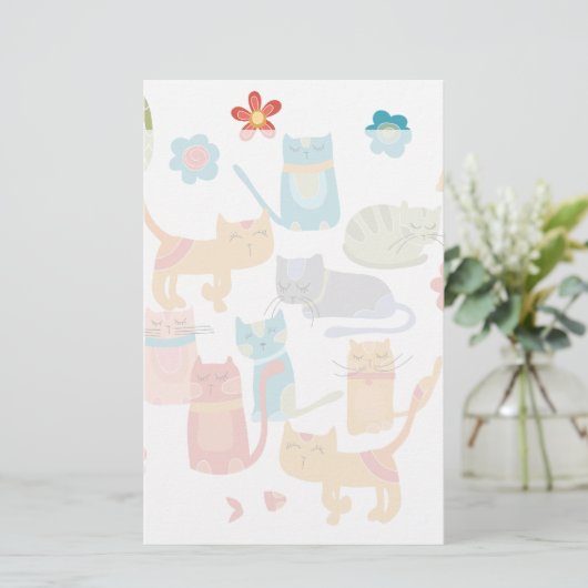 Farbenfrohe Katzen Druckgeschenke für Katzen Liebh Briefpapier (Stehend Vorderseite)