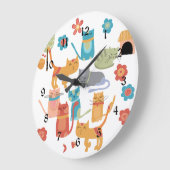 Farbenfrohe Katzen Druckgeschenke für Katzen Liebh Große Wanduhr (Winkel)