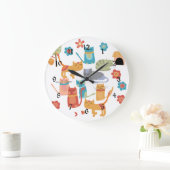 Farbenfrohe Katzen Druckgeschenke für Katzen Liebh Große Wanduhr (Zuhause)