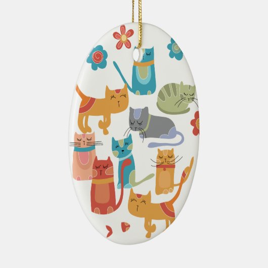 Farbenfrohe Katzen Druckgeschenke für Katzen Liebh Keramik Ornament (Rechts)