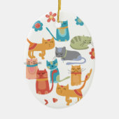 Farbenfrohe Katzen Druckgeschenke für Katzen Liebh Keramik Ornament (Vorne)