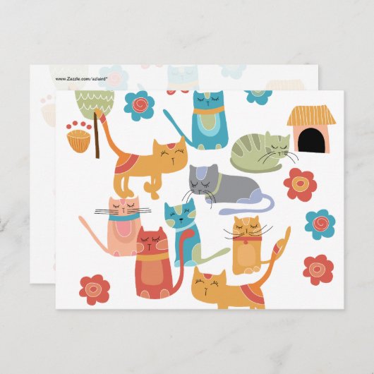 Farbenfrohe Katzen Druckgeschenke für Katzen Liebh Postkarte (Vorne/Hinten)