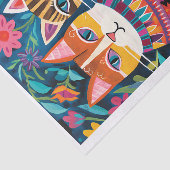 Farbenfrohe Katzen Folk Art Decoupage Gewebe Seidenpapier (Ausschnitt)