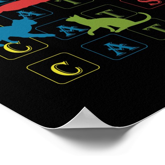 Farbenfrohe Katzen für Katzen- und Katzenliebhaber Poster (Ecke)