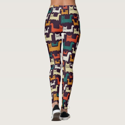 Farbenfrohe Katzen Muster Leggings (Rückseite)