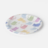 Farbenfrohe Katzen Muster Minimales Party Pappteller (Schrägansicht)